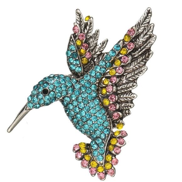 🩵 Betsey Johnson sparkling baby blue crystal hummingbird brooch 🩵 - Picture 1 of 3